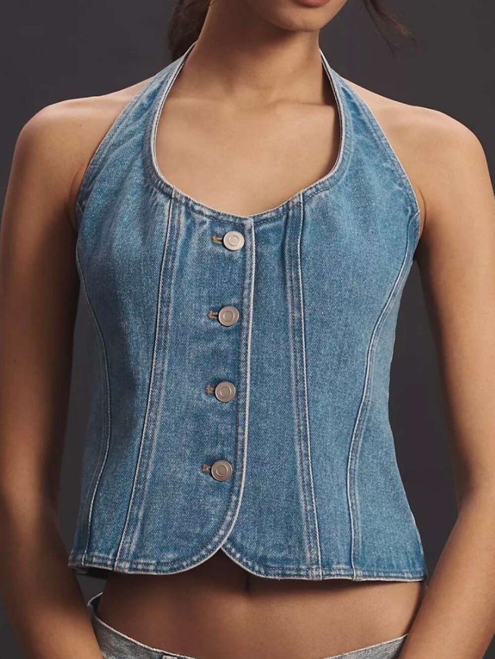 Anthropologie Mare Mare Denim Halter Vest, Size S